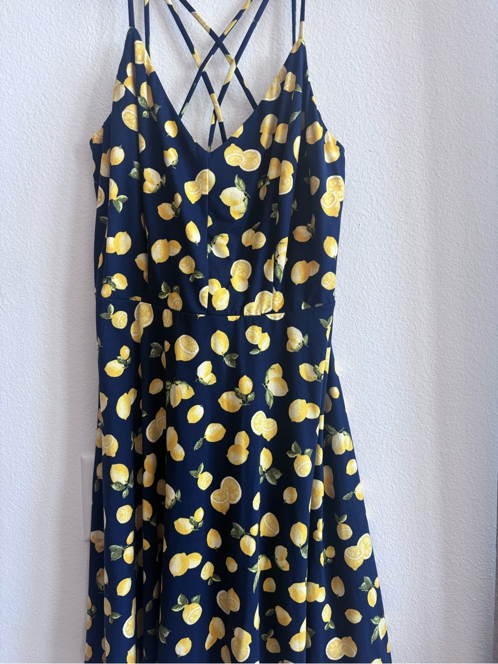 nine britton Navy and Yellow Lemon Print Dress
